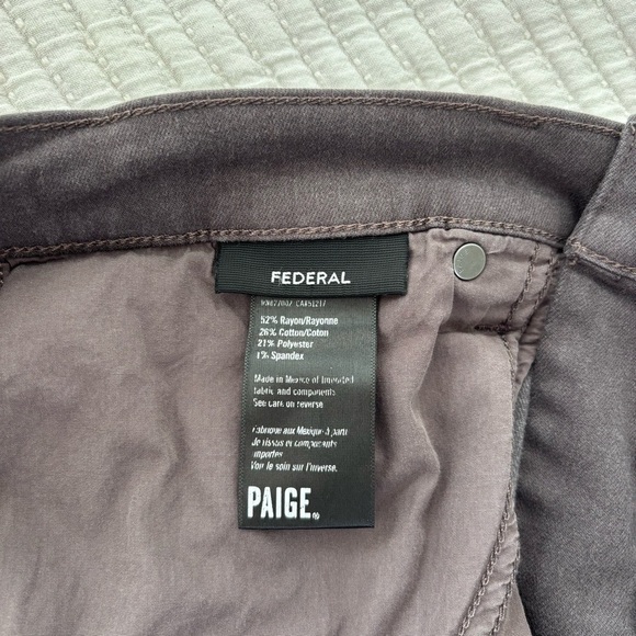 PAIGE Denim Transcend Federal Slim Straight Jean Twilight Truffle Size 34 x 32 - Picture 9 of 14